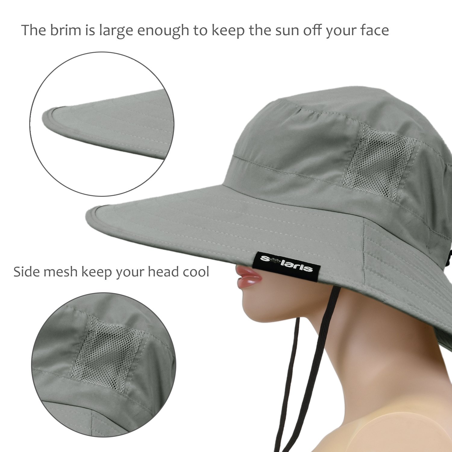 Solaris Wide Brim Sun Hat Outdoor UV Protection Safari Cap For Women Youth