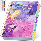 5 Subject Notebook for Work with Removable Dividers Tabs, Large 8.5" x 11 Spiral Lined Notebooks for School Note Taking & Organizer, A4 240 Pages College Ruled Journal for Women & Writing, Pink