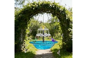 2026 New Hanging Solar Bird Bath Fountain 3 Layers, Solar Cascade Hanging Bird Bath Fountain, Cascade Glass Water Bowl with S