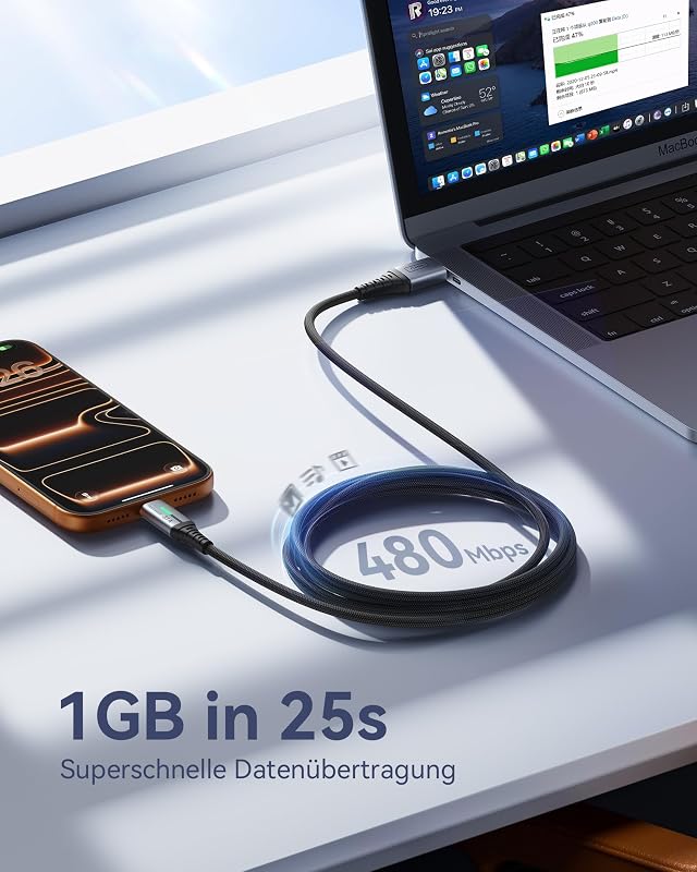 USB C Kabel, [3 Stück 2m+2m+0,5m] USB A auf USB C Schnellladekabel