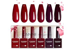 CANNI 6 Colors 9 ML Hema-Free Dark Red Gel Polish Set, Deep Cherry Red Burgundy Gel Nail Polish Blood Wine Red Color Kit, Soak Off LED Nail Gel Manicure Kit DIY at Home Salon Gifts