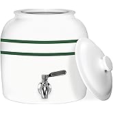 Geo Sports Porcelain Ceramic Crock Water Dispenser, Stainless Steel Faucet, Valve and Lid Included. Fits 3 to 5 Gallon Jugs (