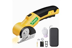 Powpact® High Speed Cardboard Cutter, Cordless Electric Scissors for Cardboard Fabric Carpet, Automatic Electric Box Cutter with Safety Lock - Rechargeable Battery, Heavy Duty Power, Rotary Cutting