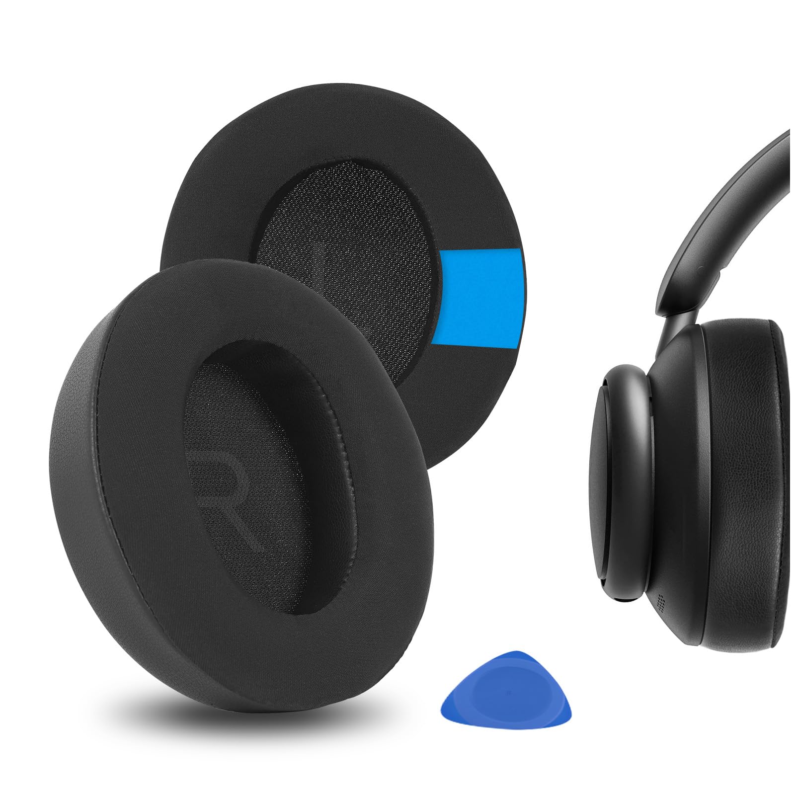 Geekria Sport Cooling-Gel Replacement Ear Pads for Anker Soundcore Life Q45, Space Q45 Headphones Ear Cushions, Repair Parts (Black)