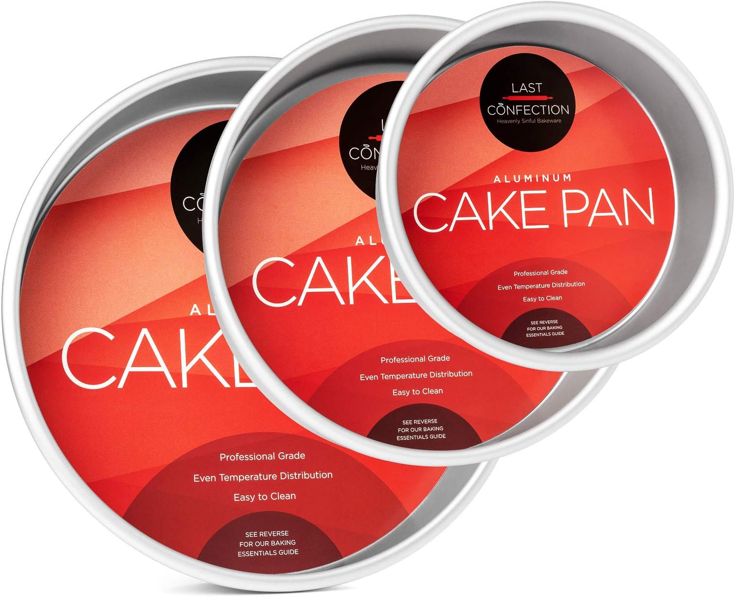 Last Confection 3-Piece Round Cake Pan Set - Includes 6", 8" and 10" Aluminum Pans 2" Deep