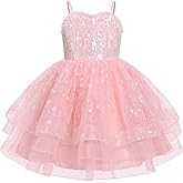 IMEKIS Toddler Kids Girls Fairy Dress Sparkle Sequins Tulle Pageant Party Birthday Princess Outfit 2-10T