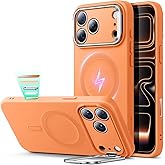ESR Silicone Case for iPhone 17 Pro Max, Built-in Camera Stash Stand Compatible with MagSafe, Military-Grade Drop Protection Magnetic Phone Case for iPhone 17 Pro Max, Cloud Series, Orange