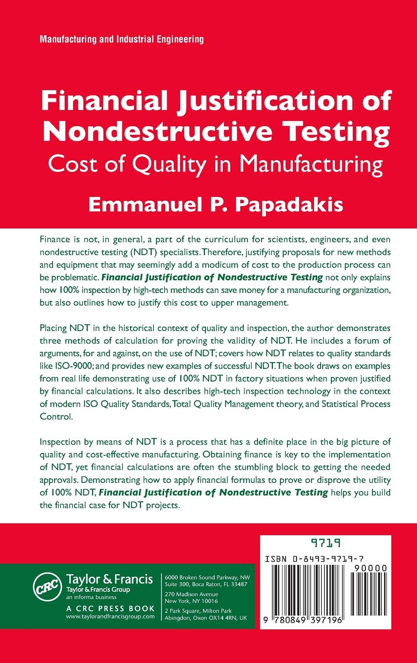Financial Justification Of Nondestructive Testing Cost Of - 