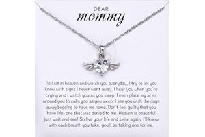 MIXJOY Baby Angel Wings Heart Necklace for Mom, Mommy of an Angel Remembrance Gift
