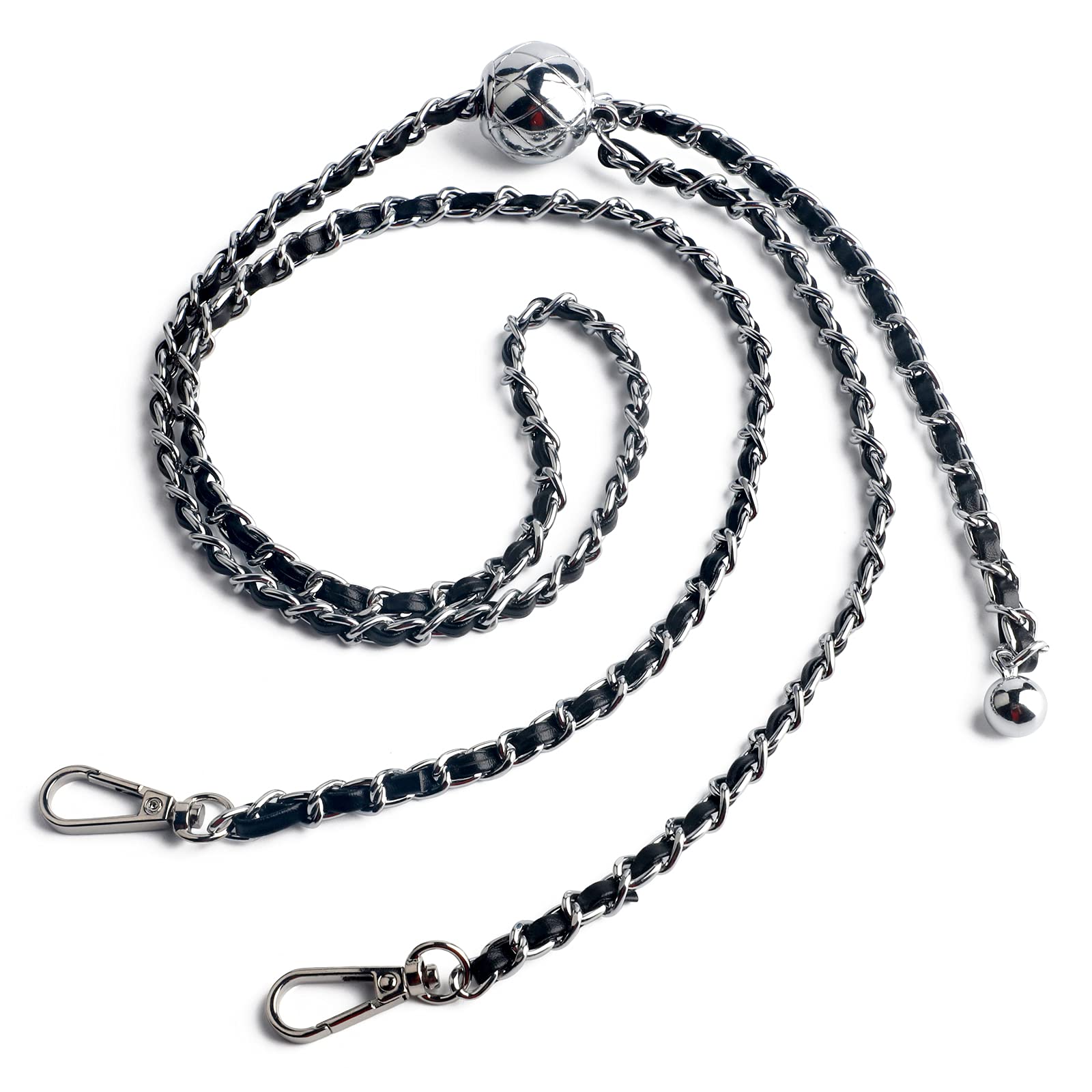 BEAULEGAN Thin Handbag Chain Strap Adjustable - Replacement for Small Shoulder Crossbody Bag, 130 cm Long （Black/Silver — image 1