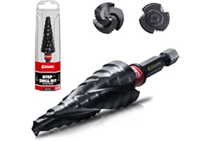 EZARC Step Drill Bit for Metal, M35 Cobalt Step Drill Spiral Flute Unibit Step Drill Bit (1/4''-3/4'') Wear-Resistant AlTiN Coated, 1/4" Hex Shank for Metal, Stainless Steel, Aluminum, Plastic