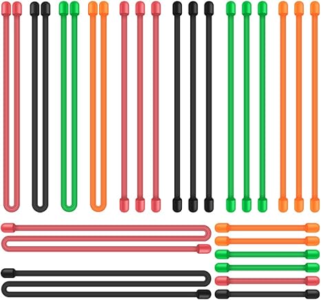 Senhai 24 Stuck Twist Krawatten 18 12 3 6 Silikon Kabelbinder Wiederverwendbare Gummibander Halter Fur Cord Management Cording Hanging Schwarz Grun Orange Rot Amazon De Kuche Haushalt