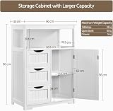 Yaheetech Free-Standing Bathroom Cabinet with Open Shelf White 66x35x90cm view 3