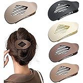 5 PCS Flat Hair Clips, No Crease Flat Claw Clips for Women, Large Strong Hold Barrettes for Thick Thin Hair, French Duckbill Styling Accessories(Neutral Matte)