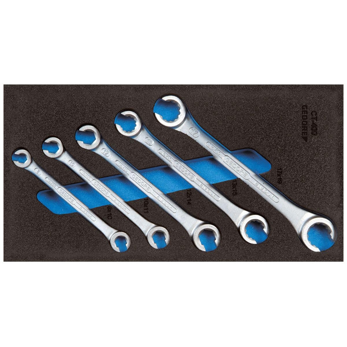 Gedore 1500 CT1-400 Set of Open Flare nut spanners in 1/3 CT Module