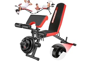 OPPSDECOR Adjustable Weight Bench with Leg Extension and Leg Curl, Workout Bench Press Preacher Curl Bench with Wheels, 800 LBS Flat/Incline/Decline Sit-Up Bench Gym Bench for Home Workout