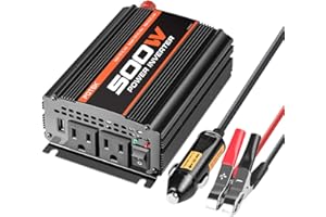 POTEK 500W Power Inverter/Car Inverter DC 12V to AC 110V Dual AC Charging Port and 2A USB Ports for Laptop, Smart Phone