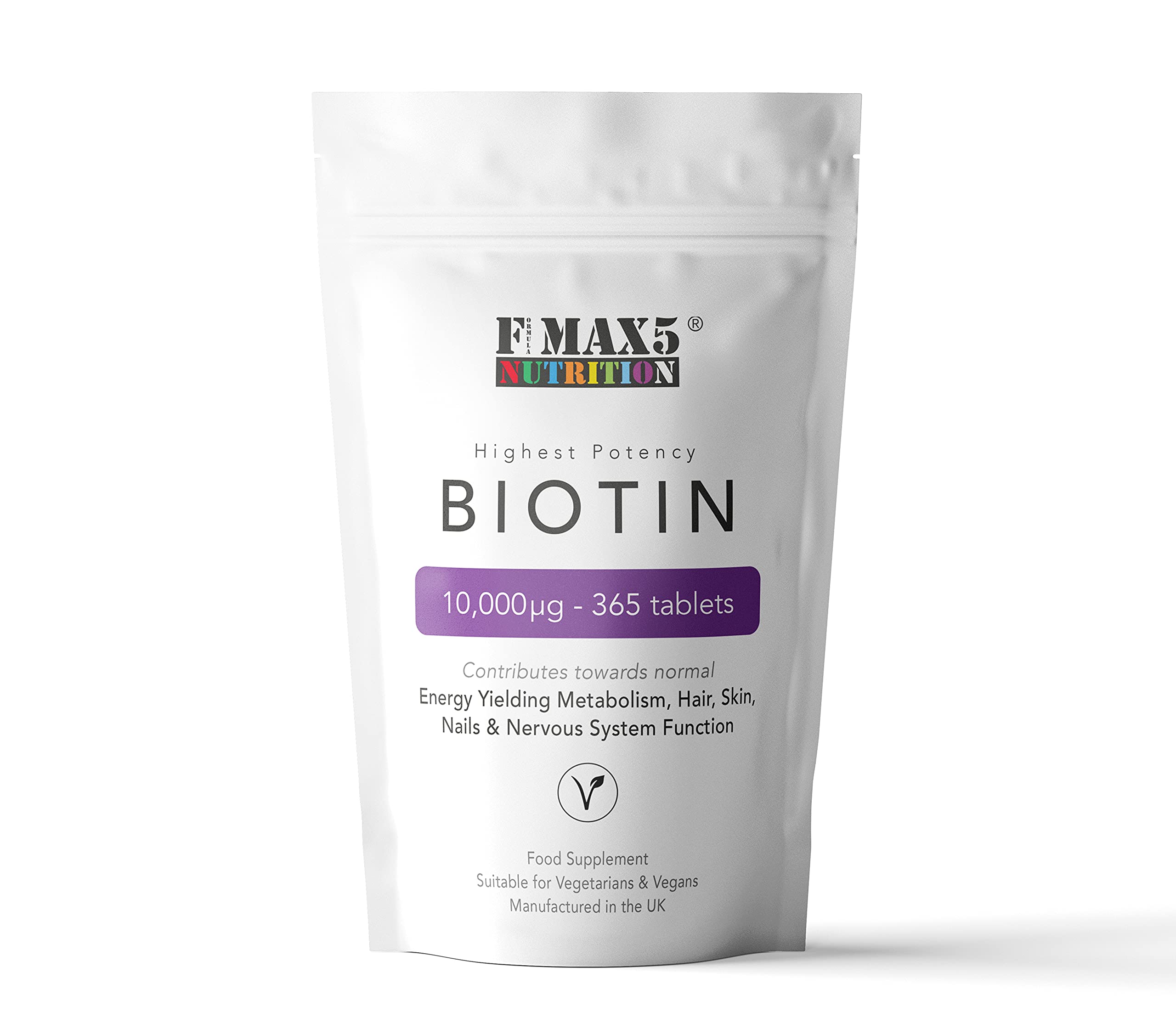 Biotin Hair Growth Supplement, 30-365 Tablets (1 Month to Full Year Supply) Biotin 10,000MCG by FMax5 Supplements (365)
