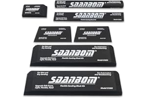SDANBOM Hand Sanding Block Kit 7pc - Auto Body Sanding Blocks Wet or Dry for Automotive Car Wood Bodywork, Light, Flexible, Hard