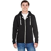J America Adult Triblend Full-Zip Fleece Hood XL SOLID BLK TRBLND