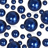 EGKamh 100 Pcs Beads Pearls Vase Fillers, No Hole Faux Pearl for Centerpieces Vase Fillers, Party Wedding Home Makeup Table Decor (Navy Blue 8/14/20mm)