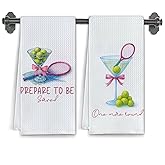 Elefeltclave Coquette Bows Tennis Martini Cocktail Gifts for Women Kitchen Towels, Birthday Gift for Professional Tennis Player, Decorative Hand Towels Set of 2, 16 x 24 Inch
