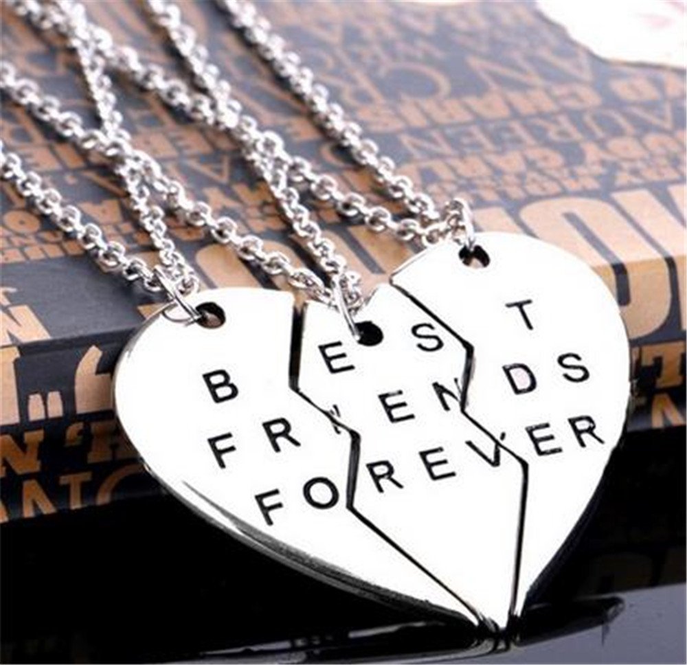 WHC-TECH 3pcs/lot Jewelry Necklaces Best Friend Metal Necklaces Couples Three Part Necklaces