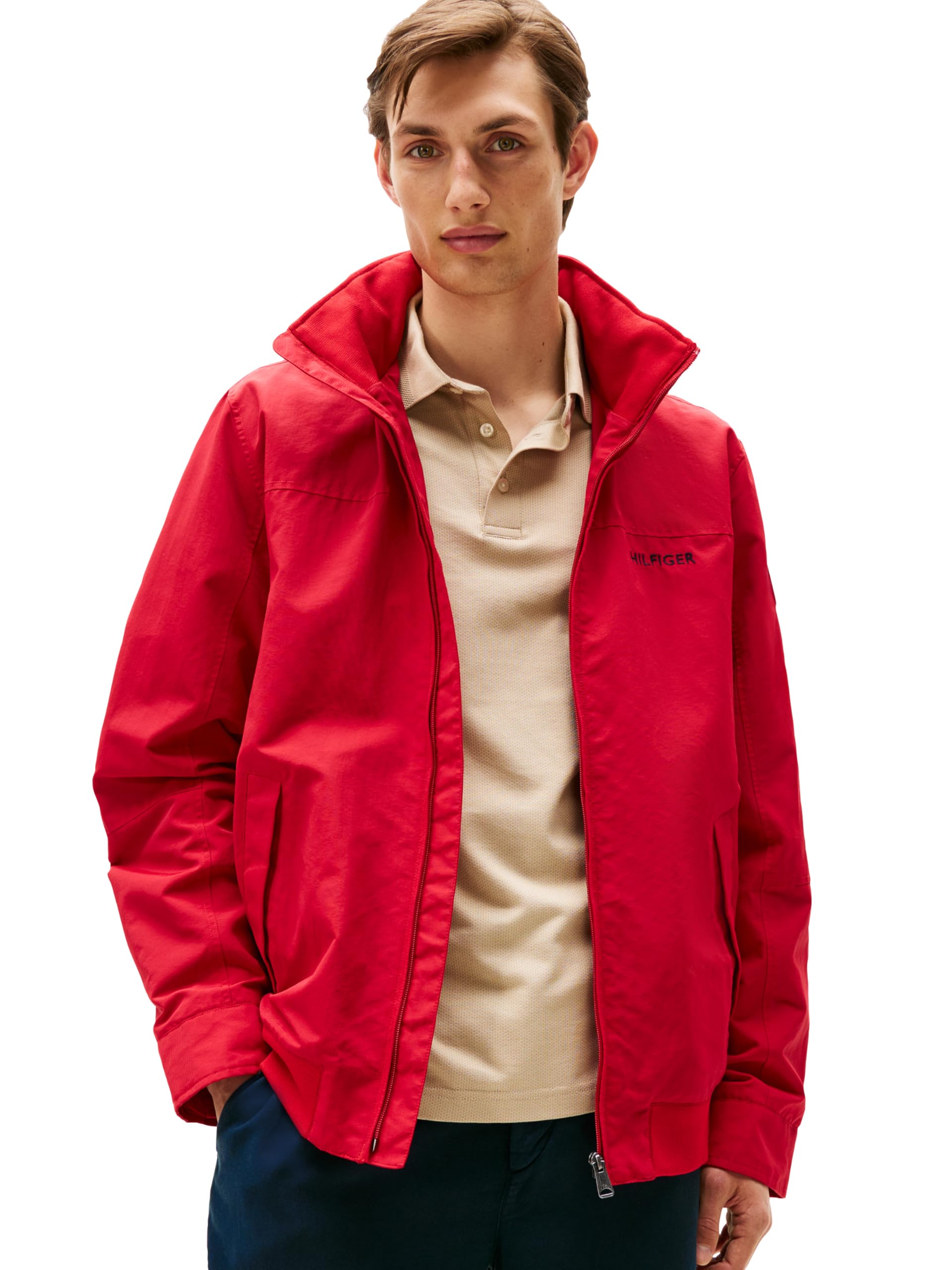 Tommy Hilfiger Men's Lightweight Waterproof Regatta Jacket, Medium Red X-Large Image