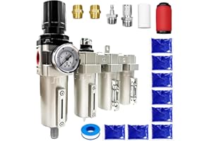 BLZPRTY Upgraded 3/4" NPT Heavy Duty Industrial Grade 4 Stage Air Drying System, Particulate Filter, Coalescing Filter, Desiccant Dryer & Air Regulator - for Plasma Cutter, Paint Spray（Auto Drain）