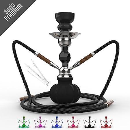 Shisha 2 Ausgänge Soria. Premium Shisha 2 Schläuche 28 cm (6colores) Schwarz