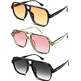 GLARDEFE Oversized Aviator Sunglasses for Women Men - Retro 70s Square Shades Sun Glasses