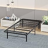 BestMassage | Twin Bed Frame | Metal | Heavy Duty Steel Slats with 6 Legs | Foldable | Sturdy, No Box Spring Needed | Easy to Assemble with Under-Bed Storage | Furniture for Home, Dorms