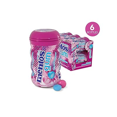 Mentos Sugar-Free Chewing Gum with Xylitol, Bubble Fresh Cotton Candy, Halloween Candy, Bulk, 45 Piece Bottle (Pack of 6)