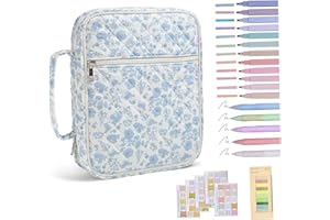 Bible Cover for Women, Quilted Padded Portable Bible Case with Zipper, Includes Pen Loops & Tabs, Handle for Woman Girls(Blue