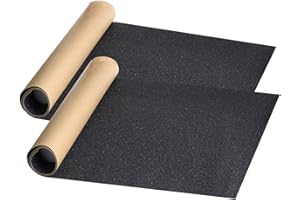 ZUEXT 9" x 33" Black Skateboard Grip Tape Sheets 2 Pack, Bubble Free Waterproof Scooter Griptape,Longboard Griptape, Anti Slip Sandpaper for Rollerboard Stairs Pedal Wheelchair Steps (84x23cm)