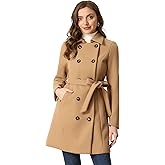Allegra K Winter Trench Coat for Women Overcoat Belted Outwear Double Breasted Mid Long Pea Coat