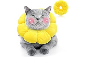 HYLYUN Cat Recovery Collar - Cute Sun Flower Neck Cat Cones After Surgery, Adjustable Cat E Collar, Surgery Recovery Elizabethan Collars for Kitten and Cats