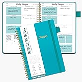 Regolden-Book Prayer Journal for Women, Daily Bible Journal, Devotional Journal, Verse Inspirational Writing Spiral Notebook for Christian Gifts, Lasts 6 Months (8.5x5.5”), Teal