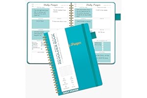 Regolden-Book Prayer Journal for Women, Daily Bible Journal, Devotional Journal, Verse Inspirational Writing Spiral Notebook for Christian Gifts, Lasts 6 Months (8.5x5.5”), Teal