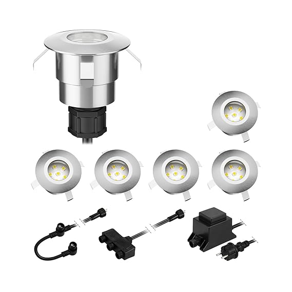 parlat LED Boden-Einbauleuchte Atria für außen Aluminium warm-weiß, je 14lm, IP65, 40mm Ø 6er Set