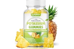softbear Potassium Chloride Gummies 1200mg, Sugar-Free Potassium Gummies for Adults Support Leg Cramps High Potency Potassium Chloride Supplement, Pineapple Flavor 60 Count