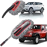 YeewayVeh Car Duster Kit, 2PCS Microfiber Exterior and Interior Scratch Free Car Duster Brush for Vehicles and Home Cleaning, Gray and Red