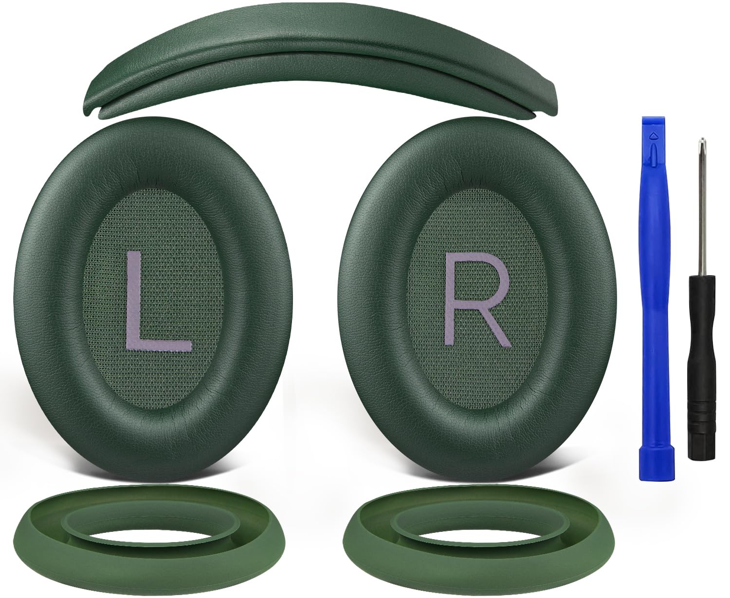 SOULWIT Ear Pads Cushions + Headband + Silicone Earpads Cover Protector, Replacement Kit for Bose QuietComfort 45 (QC45)/QuietComfort SE (QC SE)/New Quiet Comfort Wireless Headphones - Cypress Green