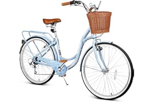 EISYROOD 26 Inch Beach Cruiser Bike for Women, Hybrid Cruiser Bike with 7 Speed, Adjustable Seat, Lightweight Women Beach Cruiser Bike with Anti-Skid Tires, Multi Colors