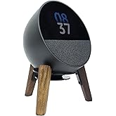 Alloery Desk Speaker Stand Compatible for Echo Spot and Homepod Mini Wooden Legs Stand Protect Mount Holder for All Suitable Sized Smart Speaker (Black Walnut)