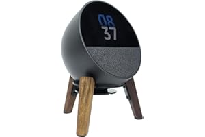 Alloery Desk Speaker Stand Compatible for Echo Spot and Homepod Mini Wooden Legs Stand Protect Mount Holder for All Suitable Sized Smart Speaker (Black Walnut)