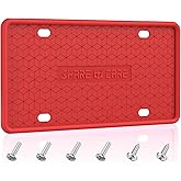 QiqaMole 1 Pack Silicone License Plate Frame, Front Back License Plate Cover, License Plate Bracket Holder Rust-Proof, Rattle-Proof, Weather-Proof for US and CA Standard Car (Red)