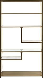 Dorel Living Moriah Geometric Bookcase Etagere, Soft Brass