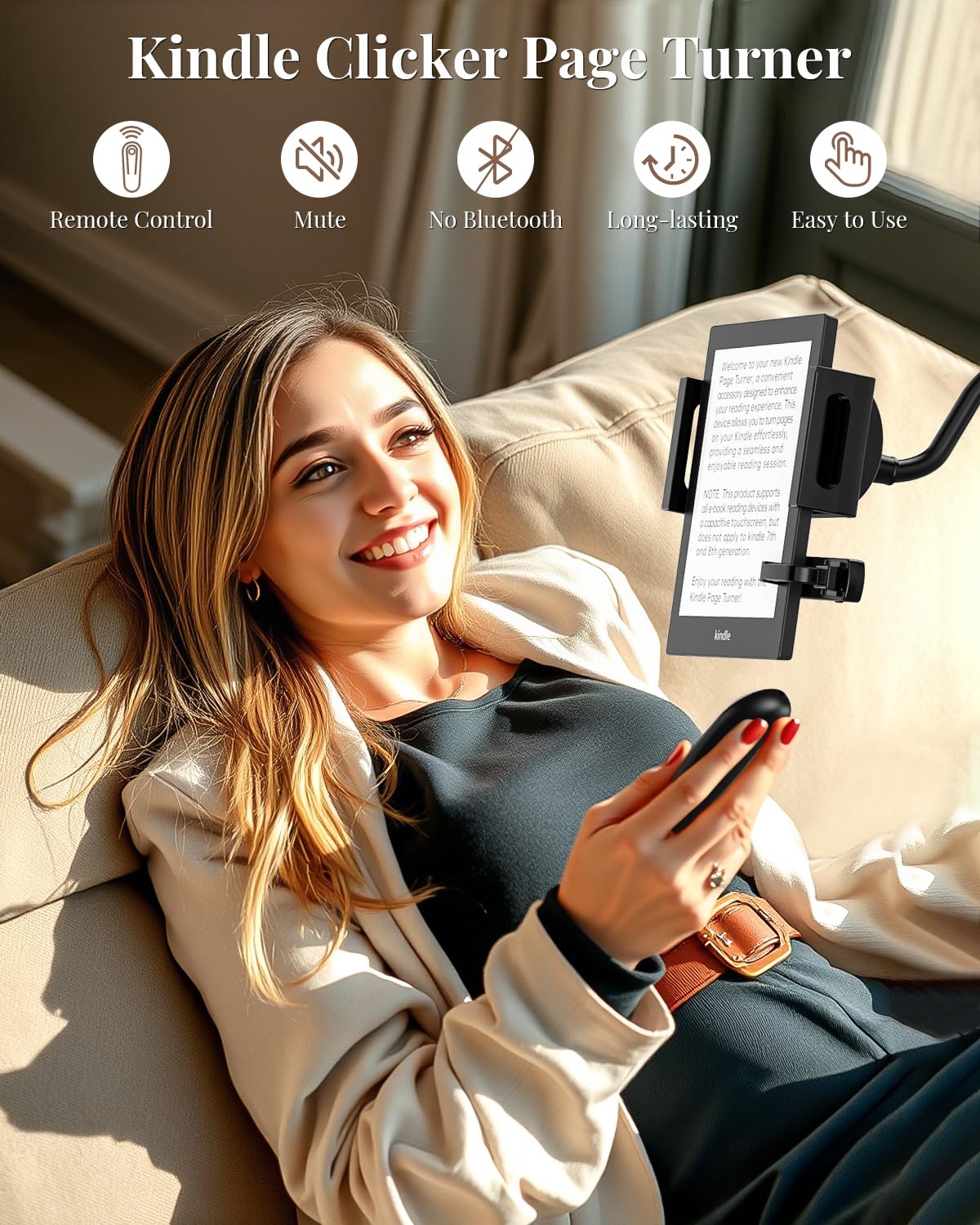 Kindle Page Turner, Remote Control Page Turner for Kindle Paperwhite Oasis EReaders Kobo, Kindle Clicker Page Turner for iPhone,iPad, Android Tablets Reading Novels,Camera Record & Shutter Selfie