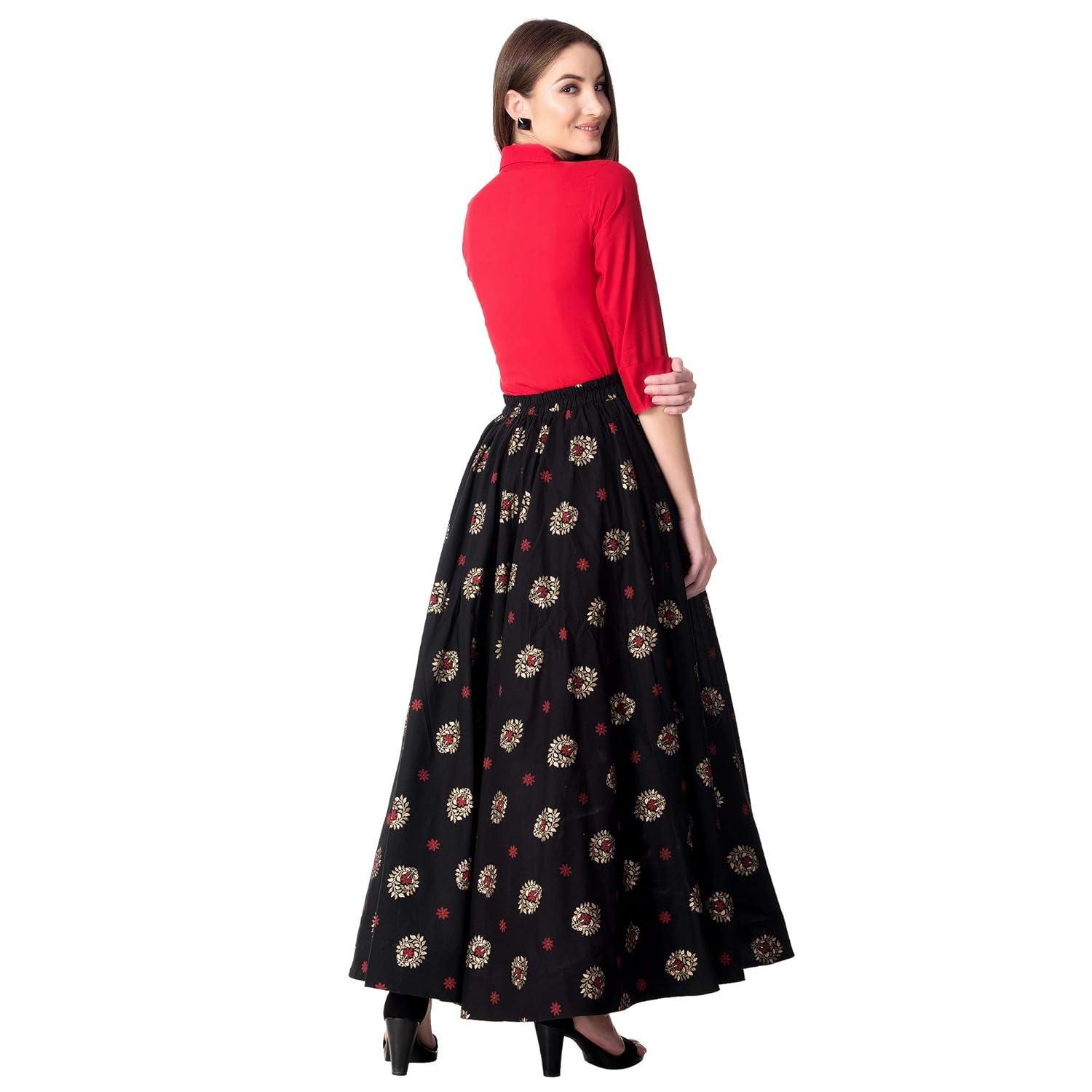 khushal k women's rayon party wear top with long skirt set